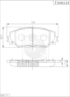 NPS fékbetétkészlet, tárcsafék - T360A124 - TothCarparts