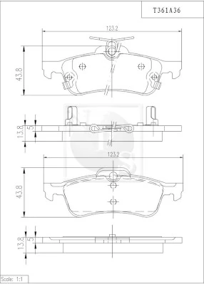 NPS fékbetétkészlet, tárcsafék - T361A36 - TothCarparts