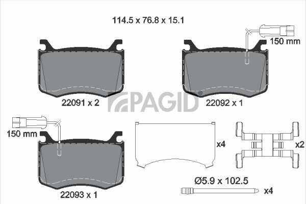 PAGID fékbetétkészlet, tárcsafék - T4176 - TothCarparts