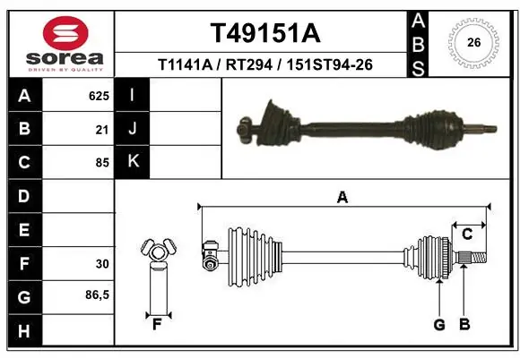 EAI hajtótengely - T49151A - TothCarparts