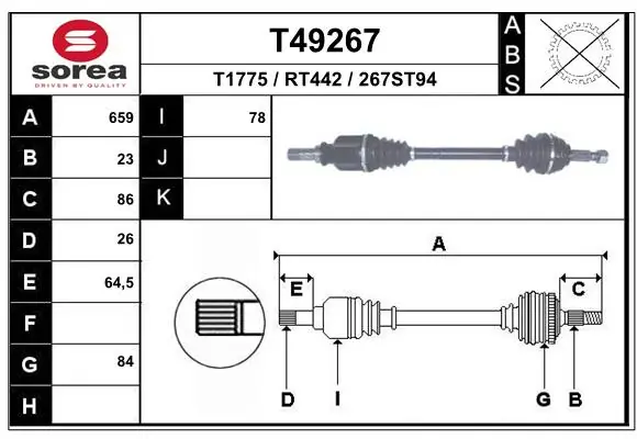 EAI hajtótengely - T49267 - TothCarparts