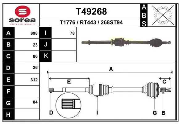 EAI hajtótengely - T49268 - TothCarparts