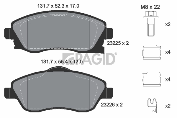 PAGID fékbetétkészlet, tárcsafék - T5128 - TothCarparts