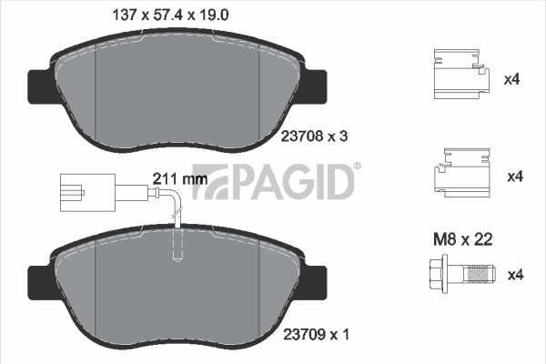 PAGID fékbetétkészlet, tárcsafék - T5163 - TothCarparts
