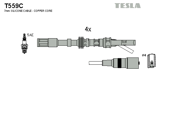 TESLA gyújtókábelkészlet - T559C - TothCarparts