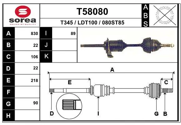 EAI hajtótengely - T58080 - TothCarparts