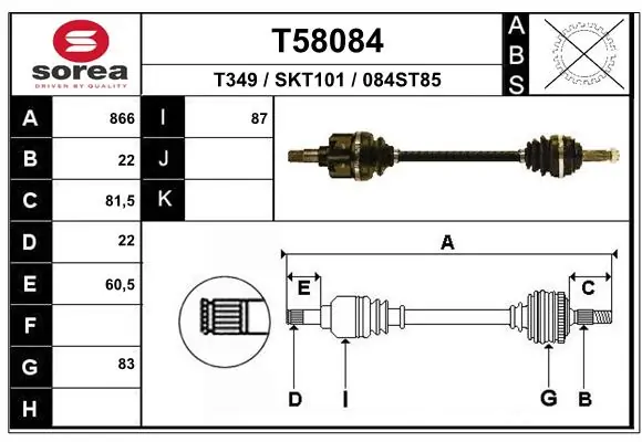 EAI hajtótengely - T58084 - TothCarparts