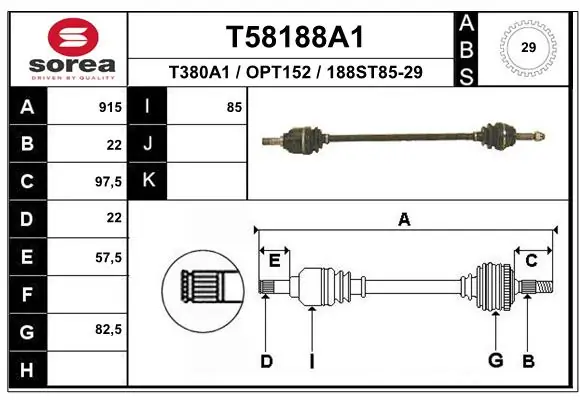 EAI hajtótengely - T58188A1 - TothCarparts