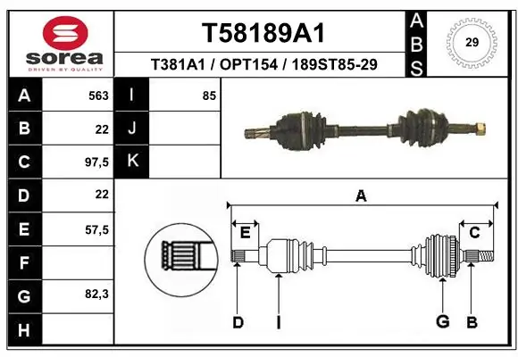 EAI hajtótengely - T58189A1 - TothCarparts