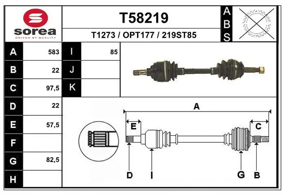 EAI hajtótengely - T58219 - TothCarparts