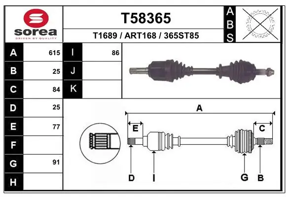 EAI hajtótengely - T58365 - TothCarparts