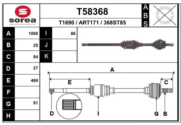 EAI hajtótengely - T58368 - TothCarparts