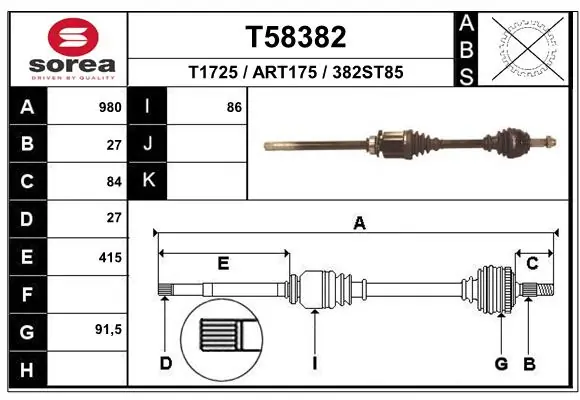 EAI hajtótengely - T58382 - TothCarparts