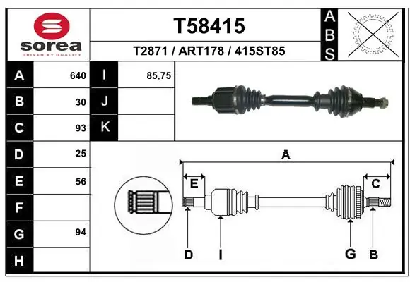 EAI hajtótengely - T58415 - TothCarparts