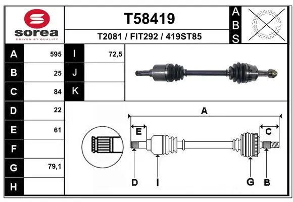 EAI hajtótengely - T58419 - TothCarparts