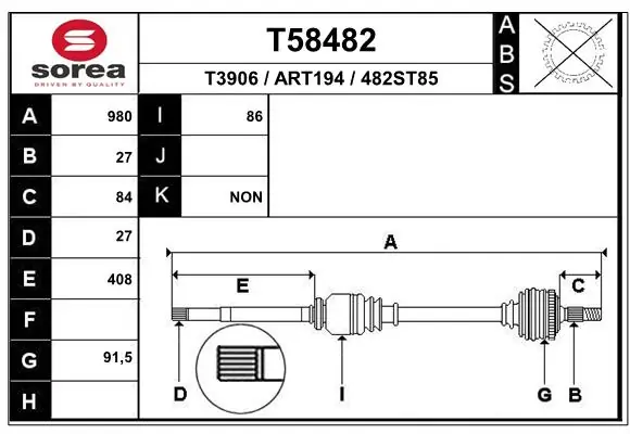 EAI hajtótengely - T58482 - TothCarparts