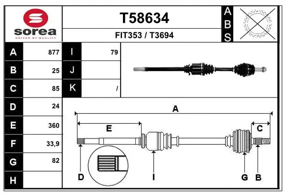 EAI hajtótengely - T58634 - TothCarparts