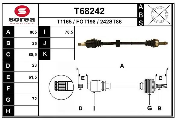 EAI hajtótengely - T68242 - TothCarparts