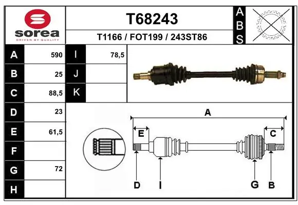 EAI hajtótengely - T68243 - TothCarparts