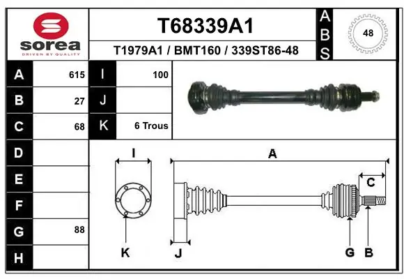 EAI hajtótengely - T68339A1 - TothCarparts