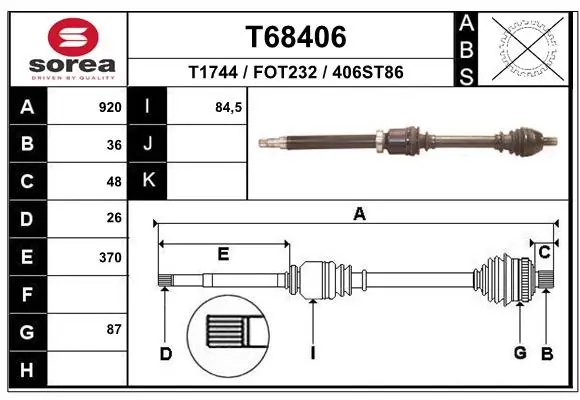 EAI hajtótengely - T68406 - TothCarparts