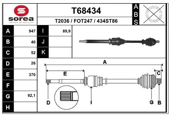 EAI hajtótengely - T68434 - TothCarparts
