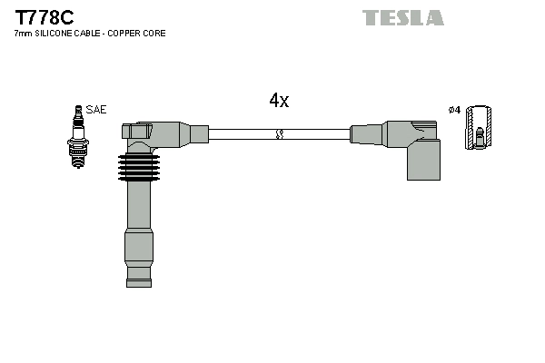 TESLA gyújtókábelkészlet - T778C - TothCarparts