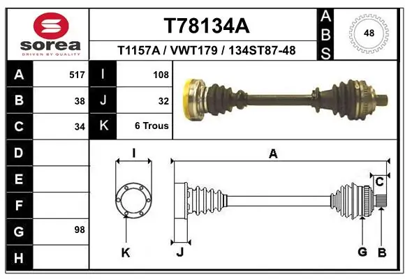 EAI hajtótengely - T78134A - TothCarparts
