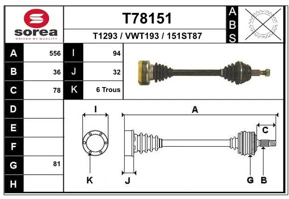 EAI hajtótengely - T78151 - TothCarparts