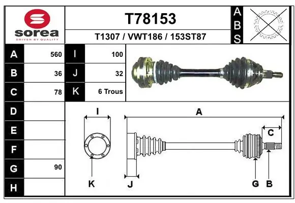 EAI hajtótengely - T78153 - TothCarparts