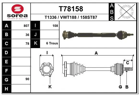 EAI hajtótengely - T78158 - TothCarparts