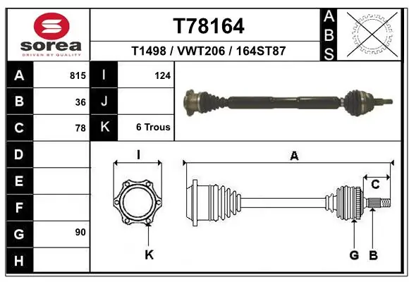 EAI hajtótengely - T78164 - TothCarparts