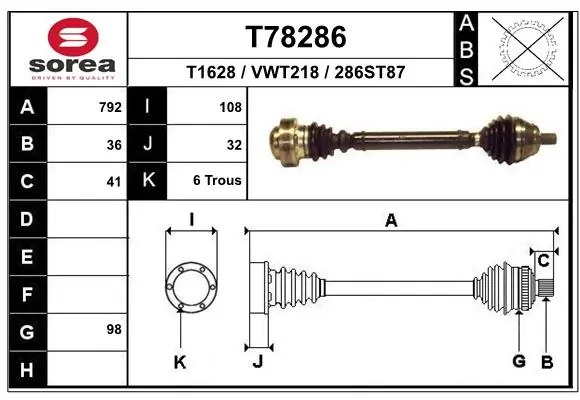 EAI hajtótengely - T78286 - TothCarparts