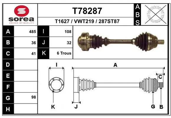 EAI hajtótengely - T78287 - TothCarparts