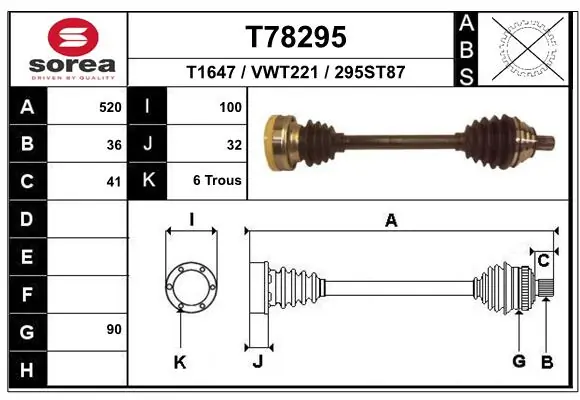 EAI hajtótengely - T78295 - TothCarparts