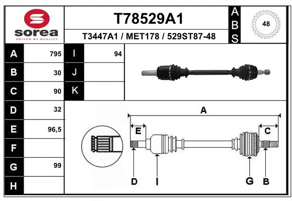 EAI hajtótengely - T78529A1 - TothCarparts