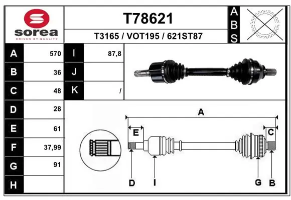 EAI hajtótengely - T78621 - TothCarparts