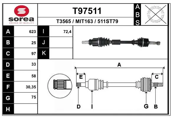 EAI hajtótengely - T97511 - TothCarparts