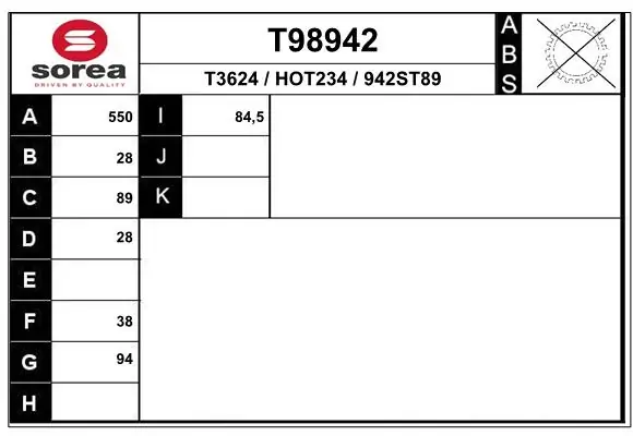 EAI hajtótengely - T98942 - TothCarparts