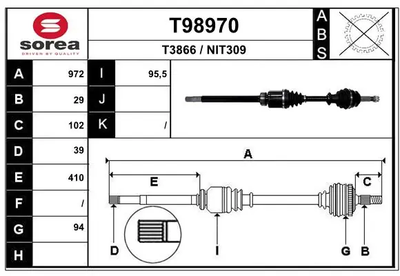 EAI hajtótengely - T98970 - TothCarparts