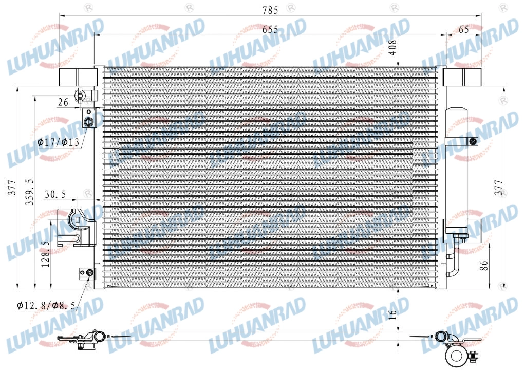 LUHUANRAD kondenzátor, klíma - 103-0137 - TothCarparts