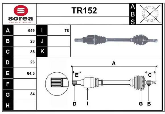 SERA hajtótengely - TR152 - TothCarparts