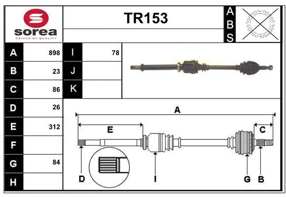 SERA hajtótengely - TR153 - TothCarparts