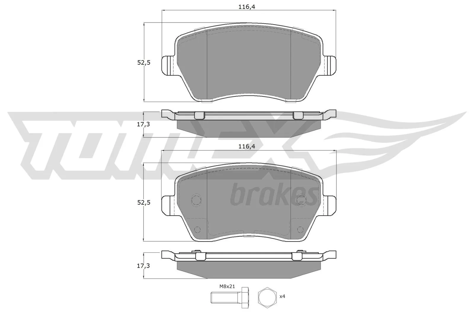 TOMEX Brakes fékbetétkészlet, tárcsafék - TX 14-16 - TothCarparts