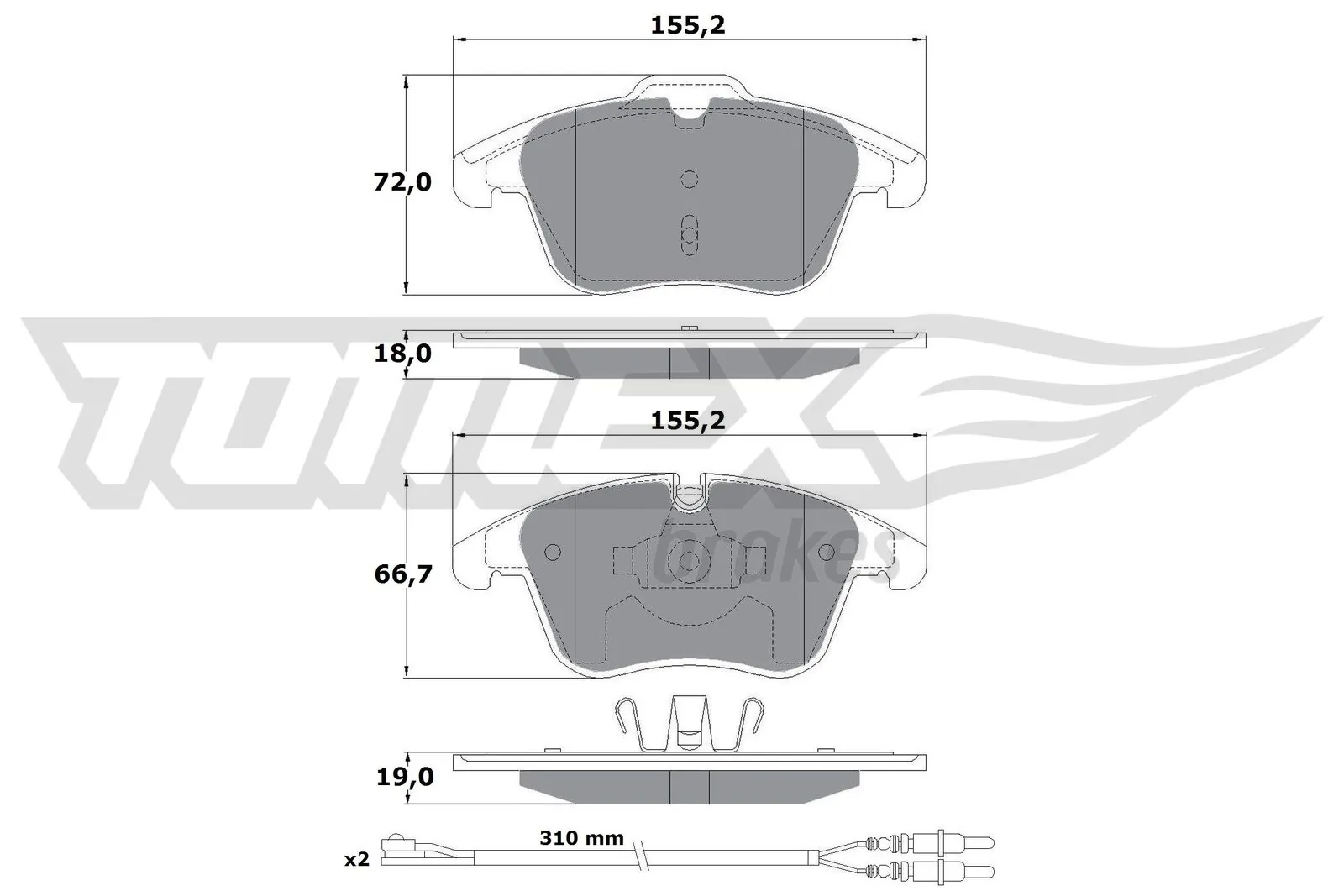 TOMEX Brakes fékbetétkészlet, tárcsafék - TX 16-55 - TothCarparts