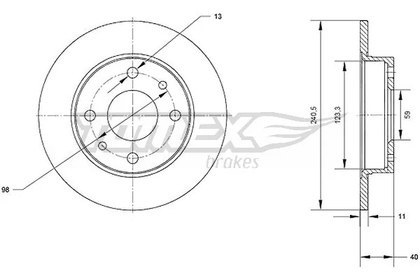 TOMEX Brakes féktárcsa - TX 70-04 - TothCarparts
