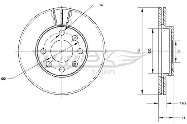TOMEX Brakes féktárcsa - TX 70-08 - TothCarparts