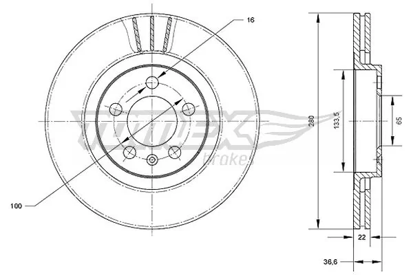 TOMEX Brakes féktárcsa - TX 70-09 - TothCarparts