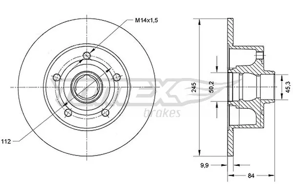 TOMEX Brakes féktárcsa - TX 70-12 - TothCarparts