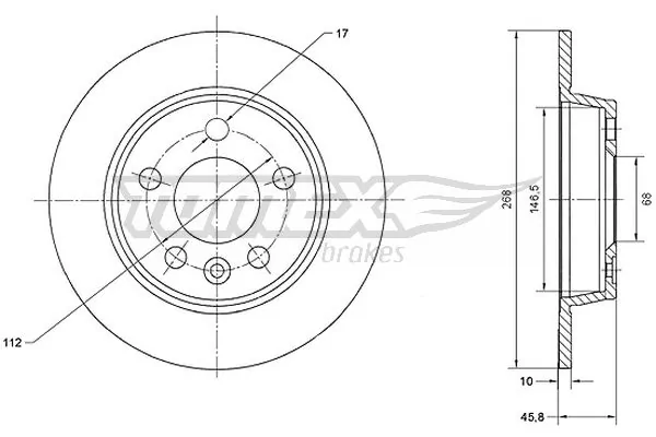 TOMEX Brakes féktárcsa - TX 70-16 - TothCarparts